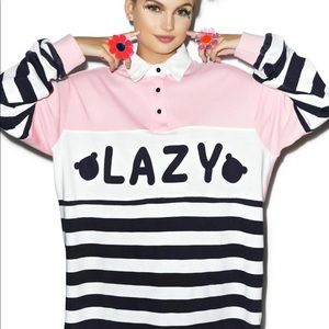 Lazy Oaf Oversize Pink Striped Long Sleeve
